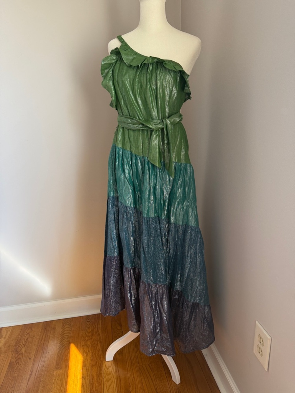 NWT Maeve for Anthropologie Ruffled One-Shoulder Midi Dress